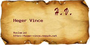 Heger Vince névjegykártya